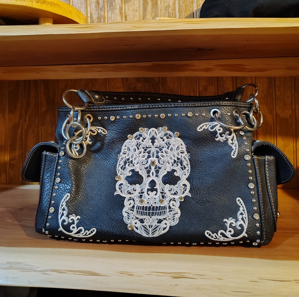 Black Embroidered Women's Bag
